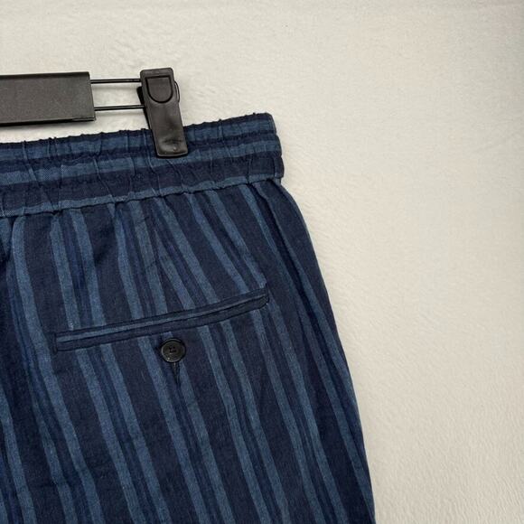 Vince Shorts Men's 32 Blue Linen Blend Lightweight Striped Elastic Waist 9 Inch - Picture 6 of 9